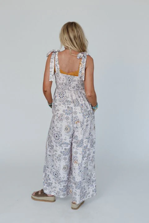 The Nest Whimsical Bloom Wide Leg Jumpsuit - Ivory - Image 7