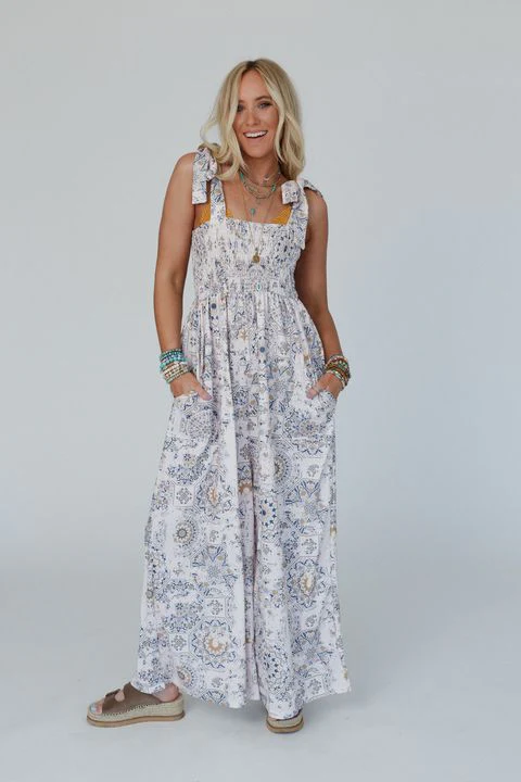The Nest Whimsical Bloom Wide Leg Jumpsuit - Ivory - Image 8
