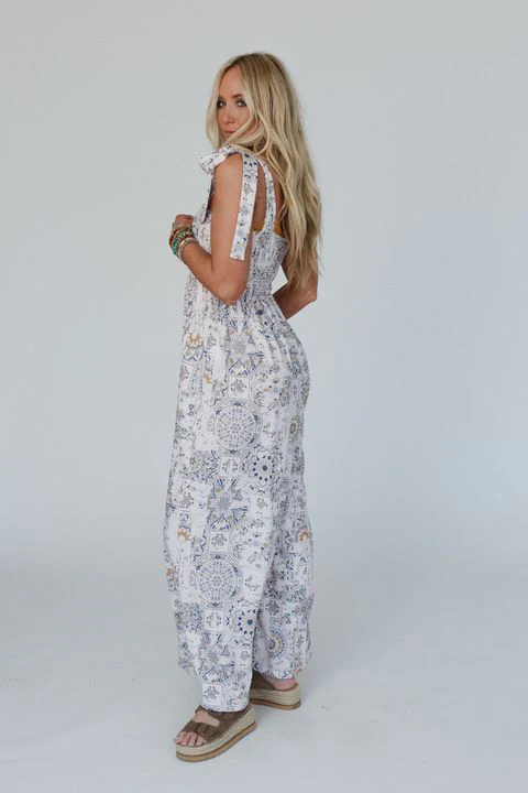 The Nest Whimsical Bloom Wide Leg Jumpsuit - Ivory - Image 9