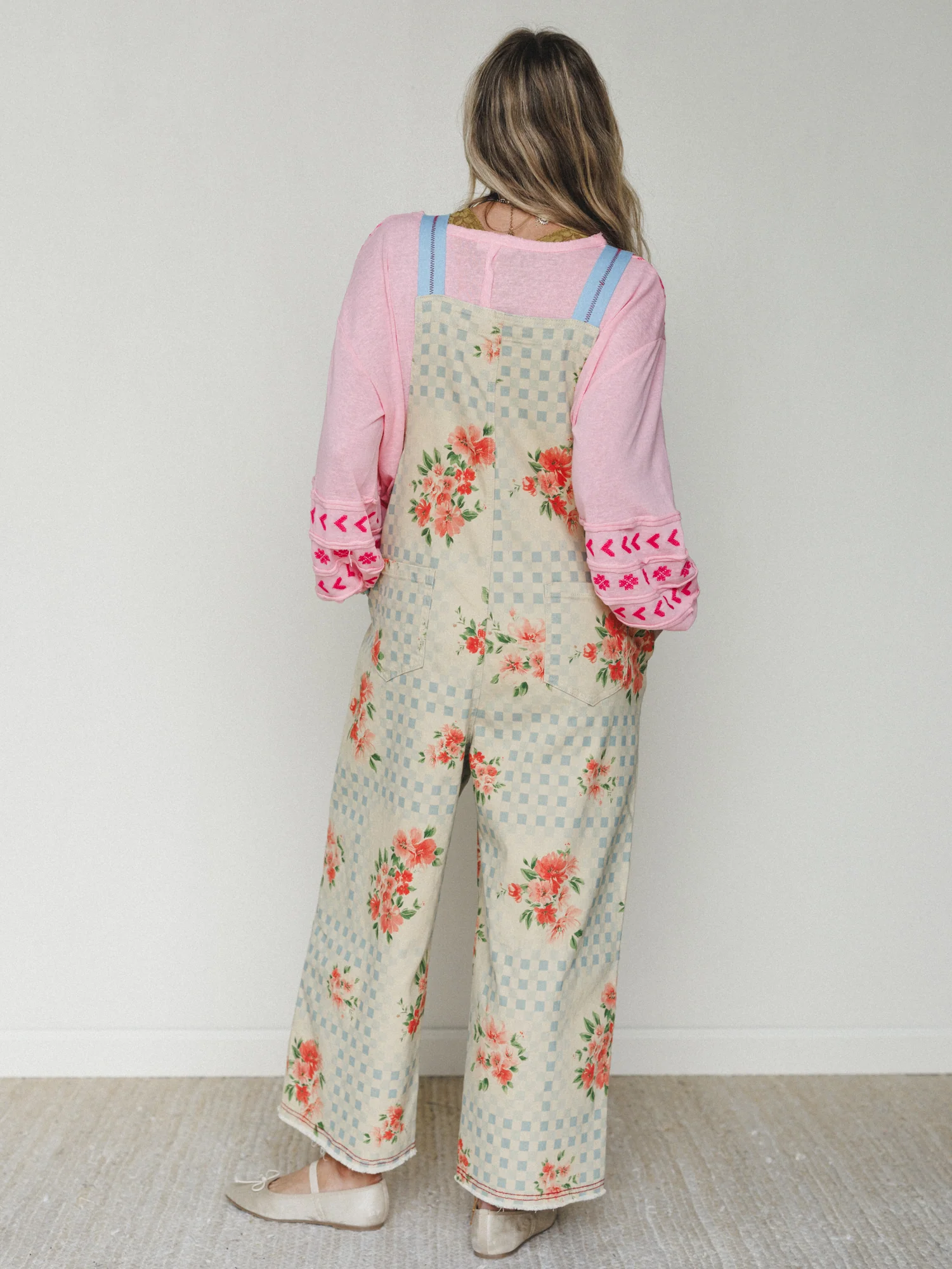 Whimsy Flower Overalls - Khaki - Image 5