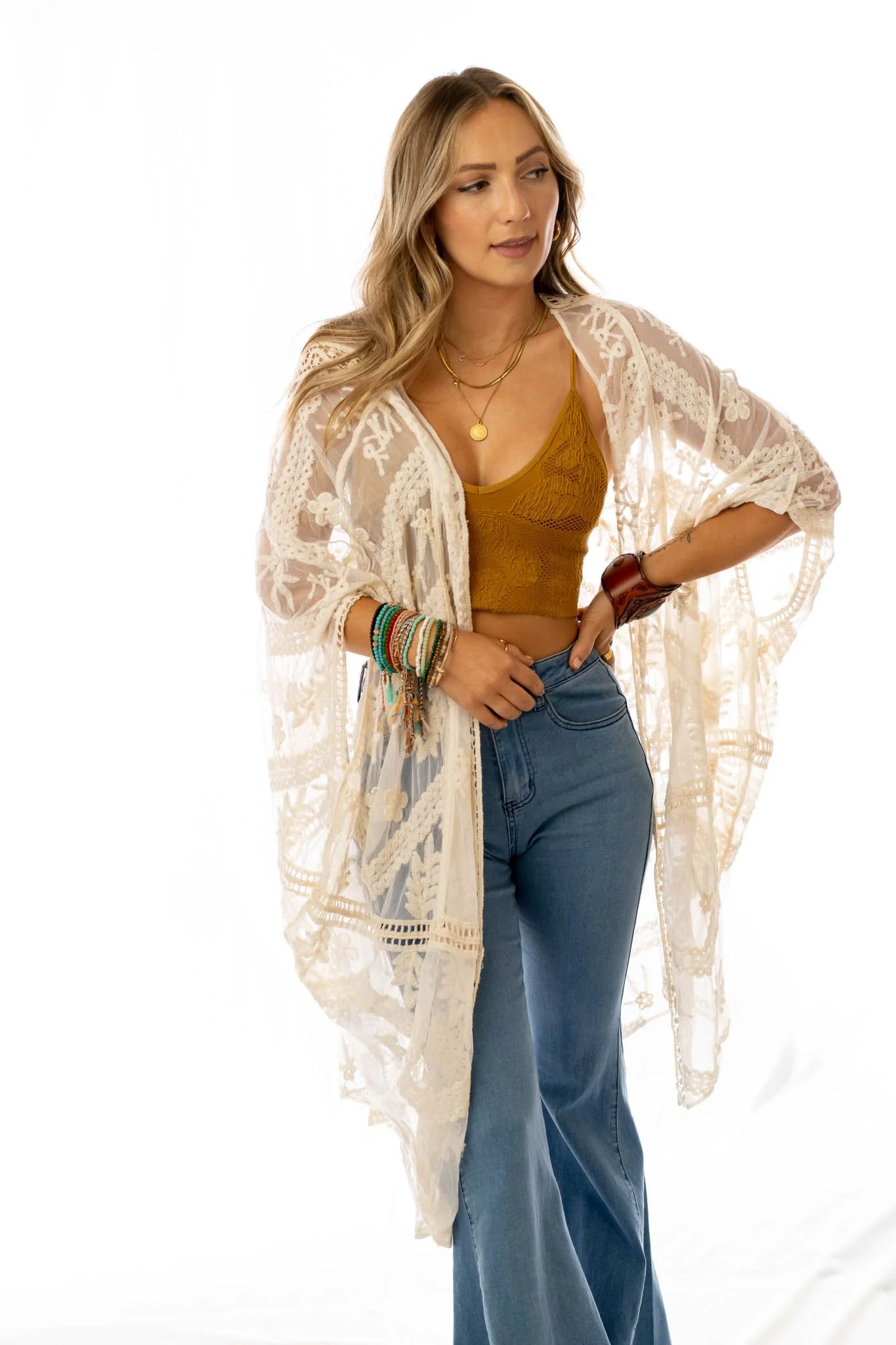 Whimsy + Lace Kimono - Natural - Image 2