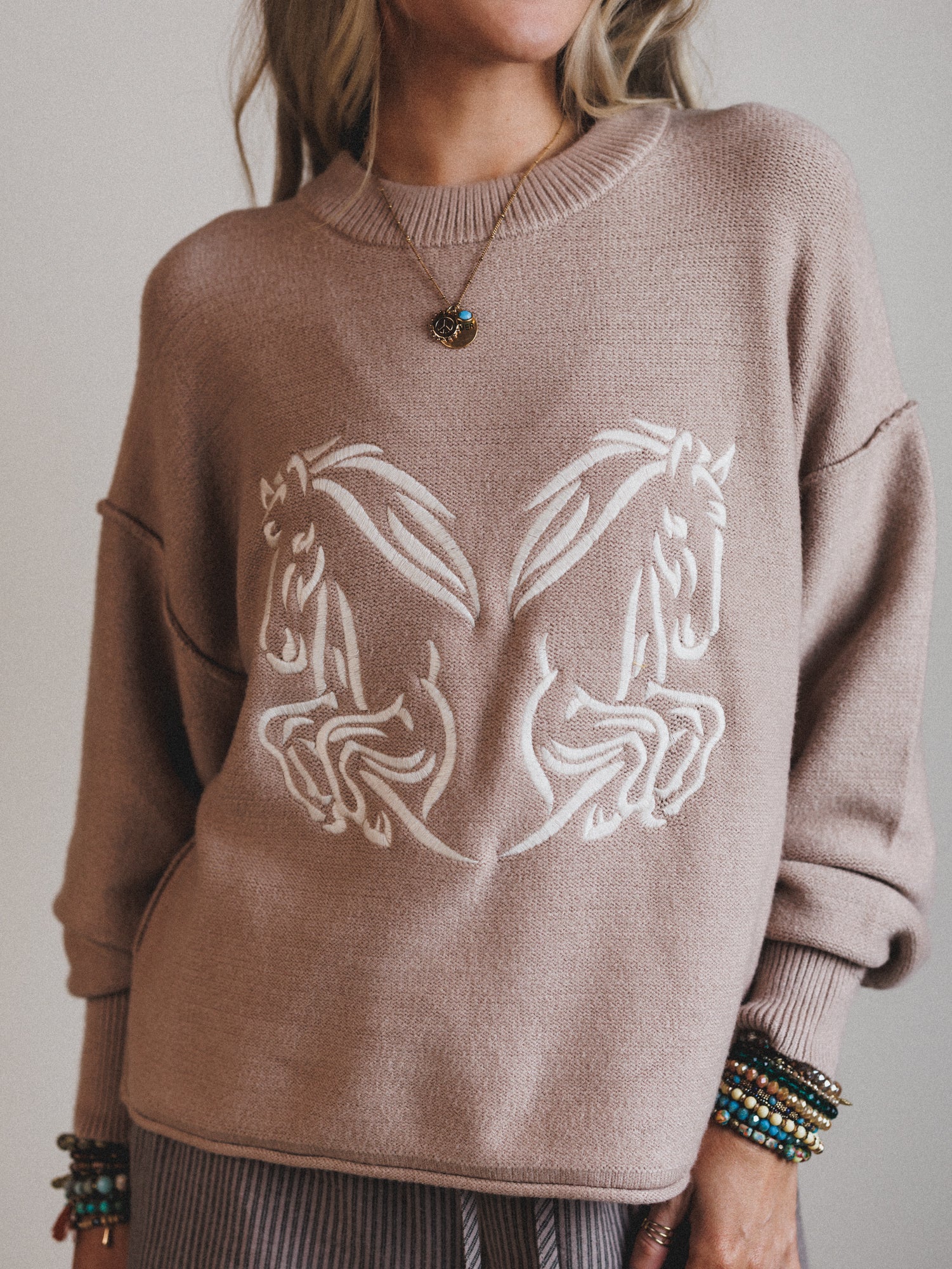 Wild Child Horses Sweater - Sand - Image 2