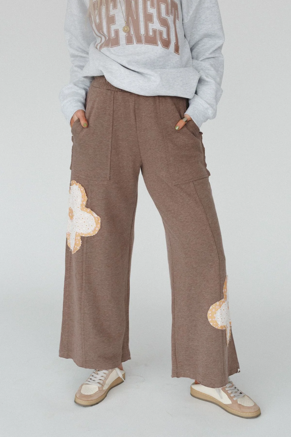 Wild Daisy Patch Pants - Mocha - Image 3