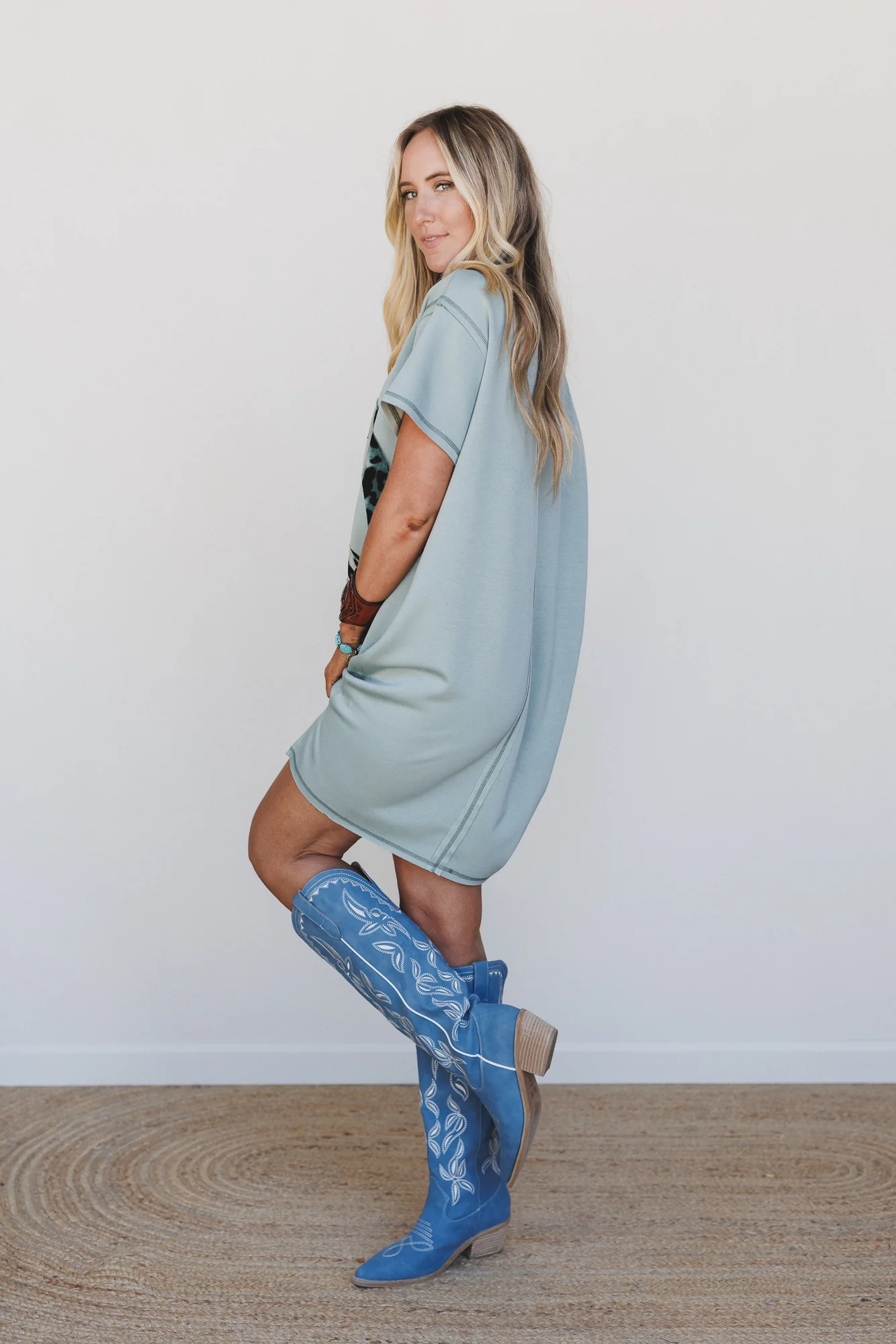 Wild Peace Tee Dress - Sage - Image 3
