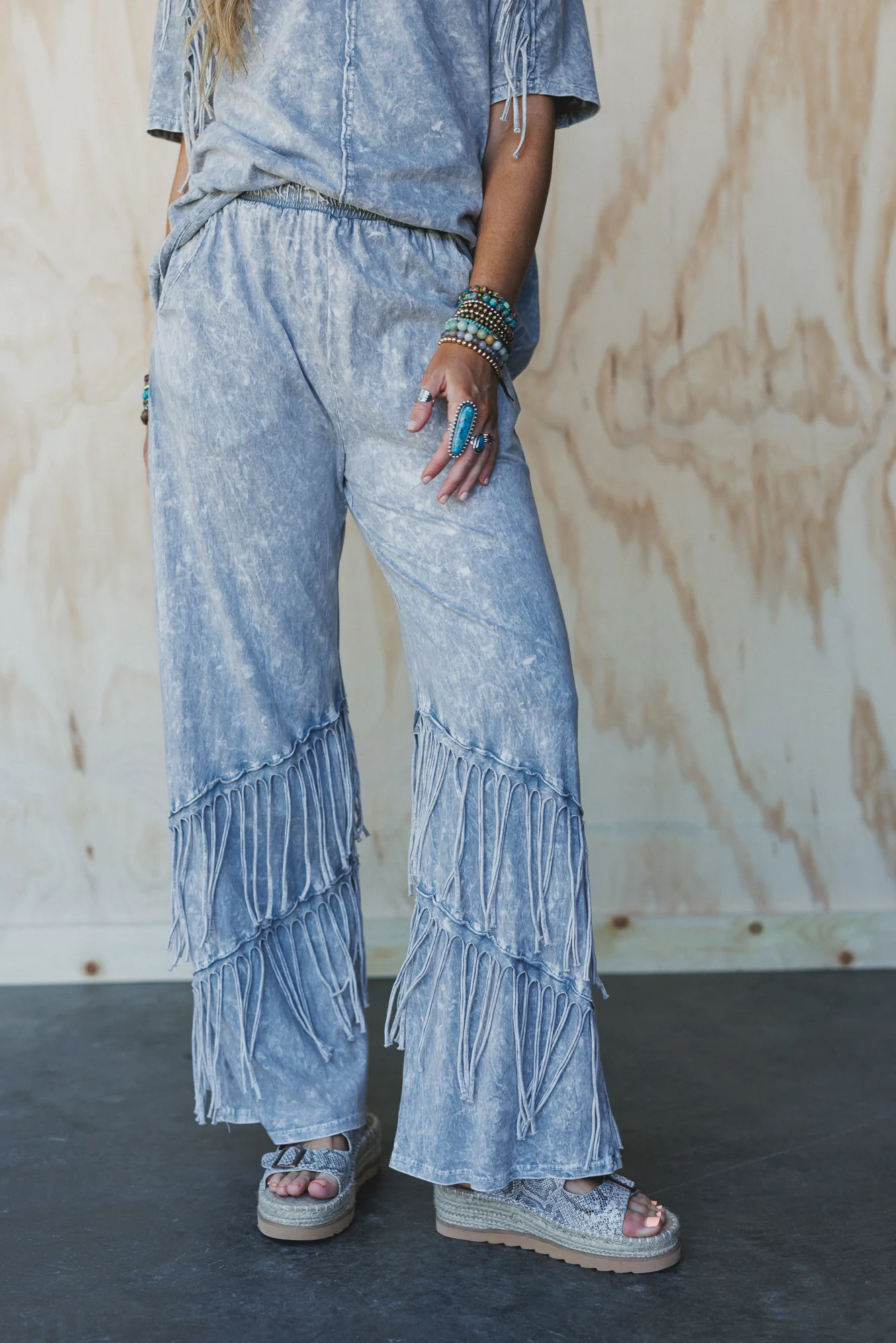 Wild Route Fringe Pants - Grey - Image 3