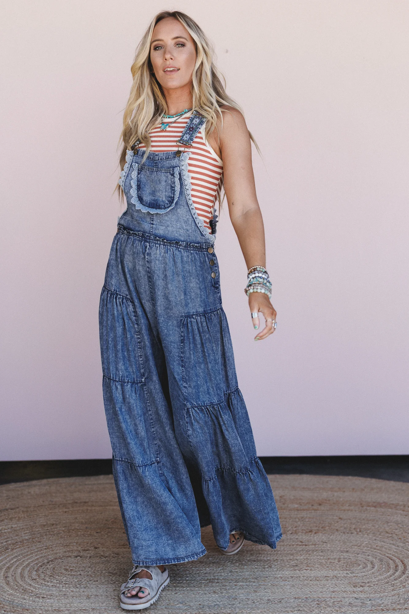 Wildflower Blues Tiered Jumpsuit - Denim - Image 4