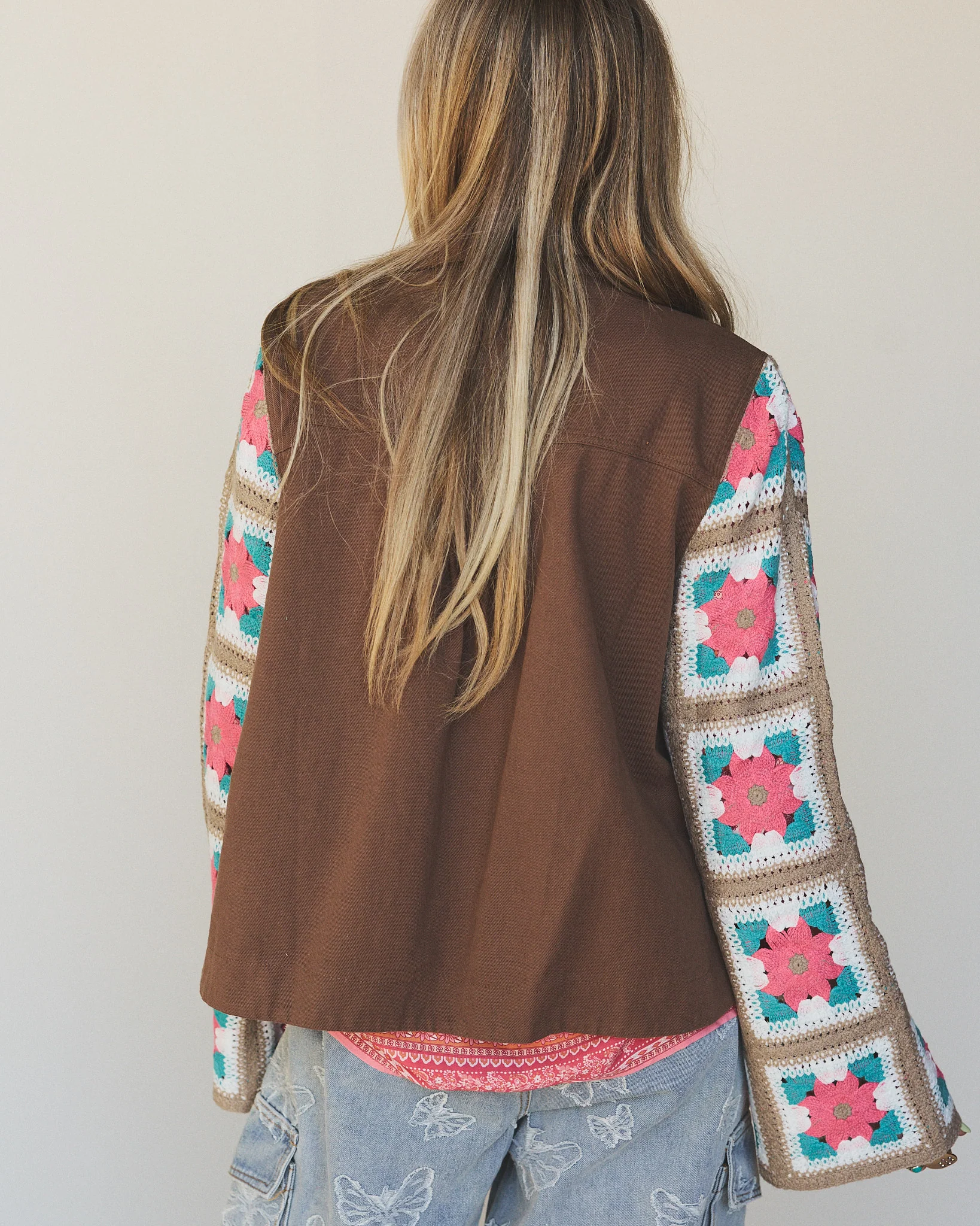 Willow Bloom Crochet Jacket - Light Brown - Image 5