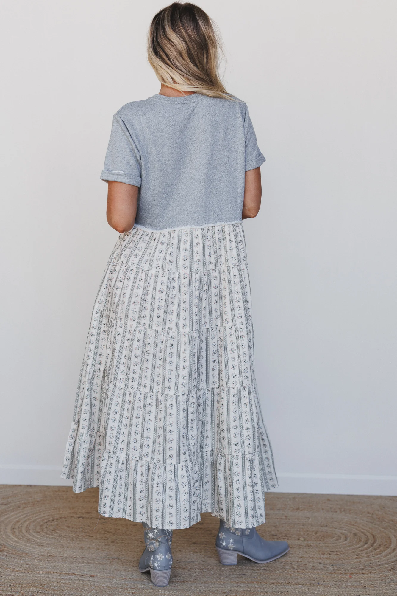 Willow Song Contrast Tiered Dress - Gray - Image 5