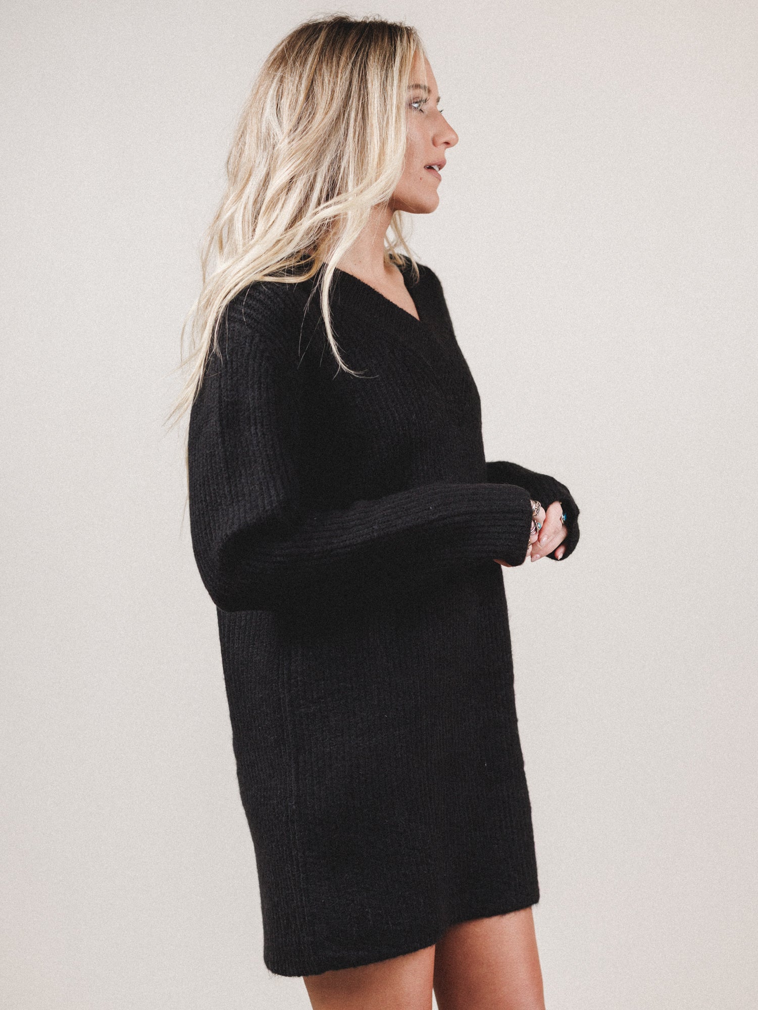 Winter Muse Sweater Dress - Black - Image 3