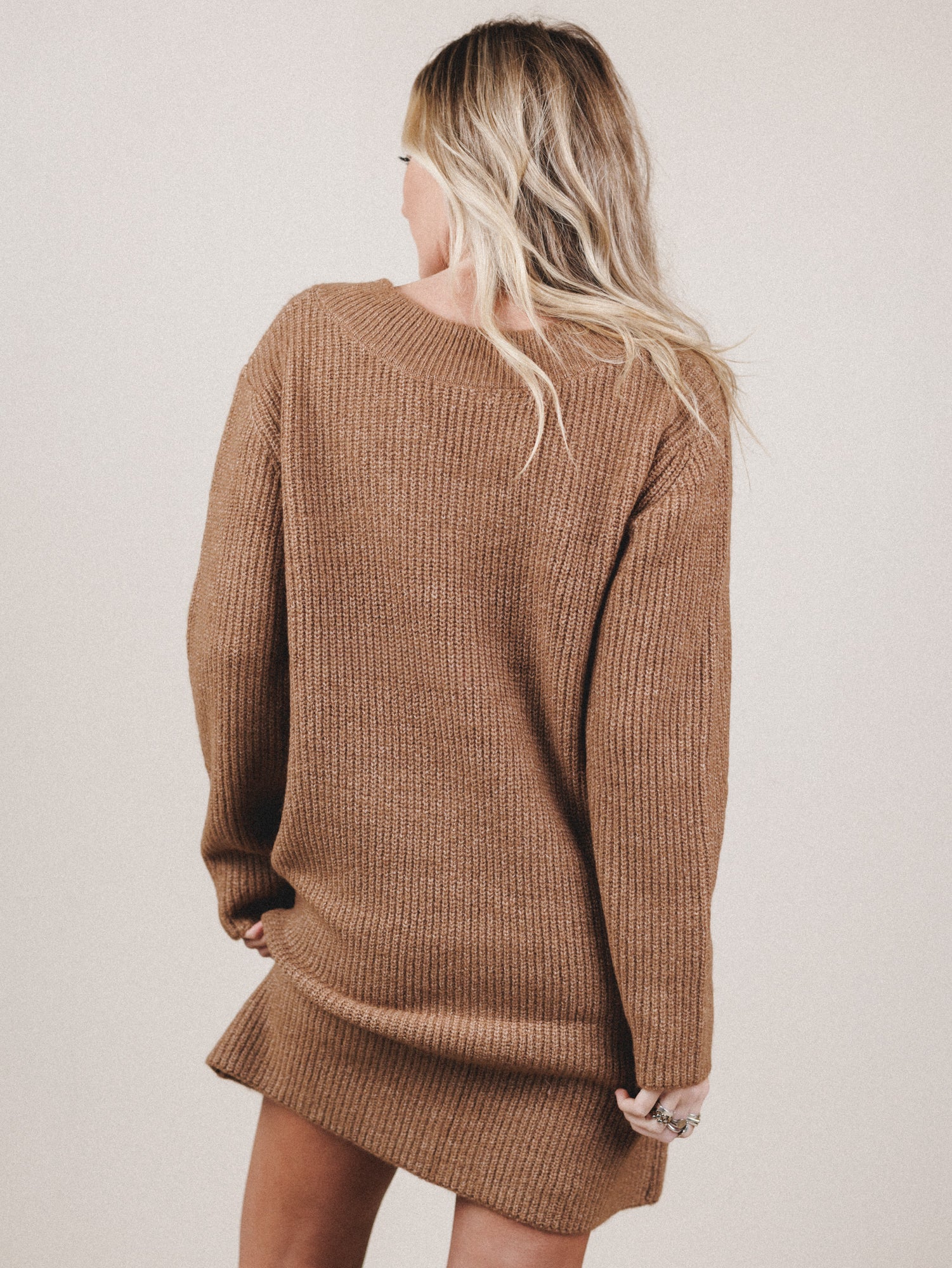 Winter Muse Sweater Dress - Deep Camel - Image 4