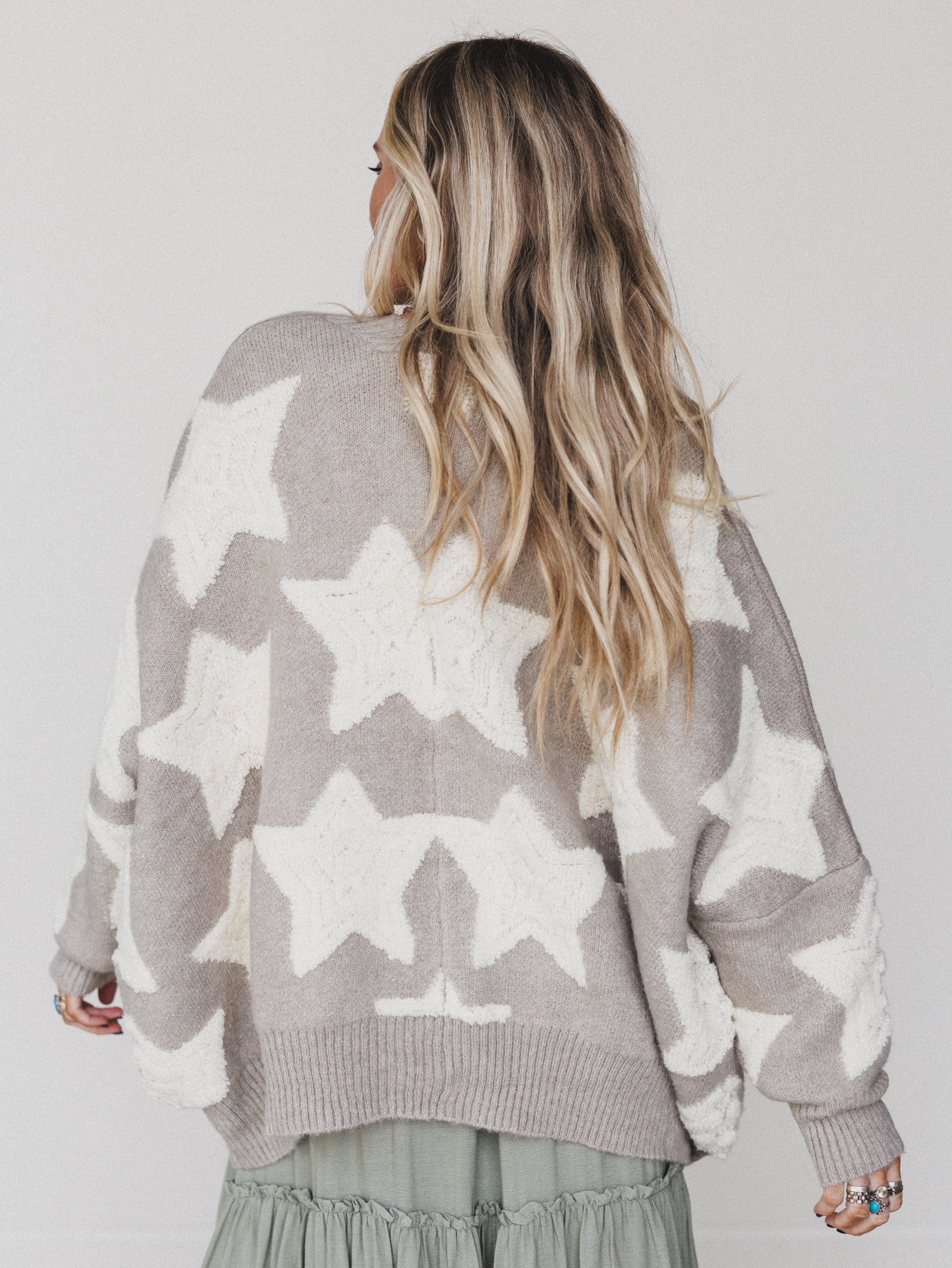 Wrapped In Stars Oversized Cardigan - Taupe - Image 6
