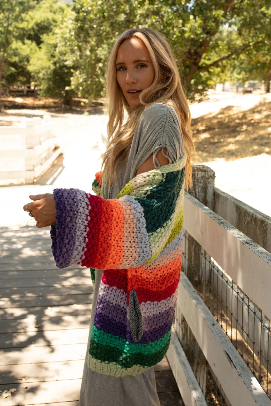 Wrapped up in Color Knit Cardigan - Green Multi - Image 5