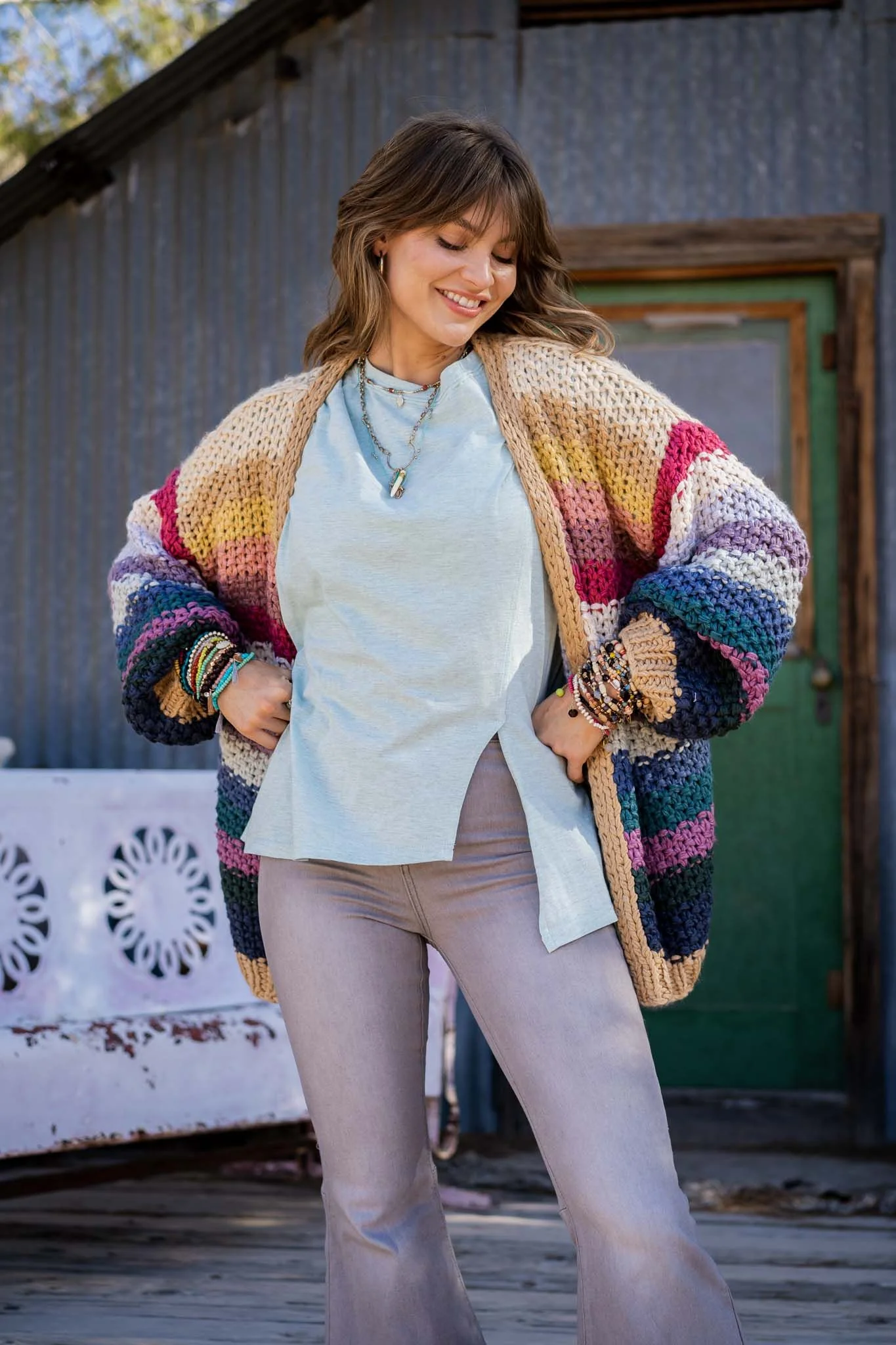 Wrapped up in Color Knit Cardigan - Neutral - Image 7