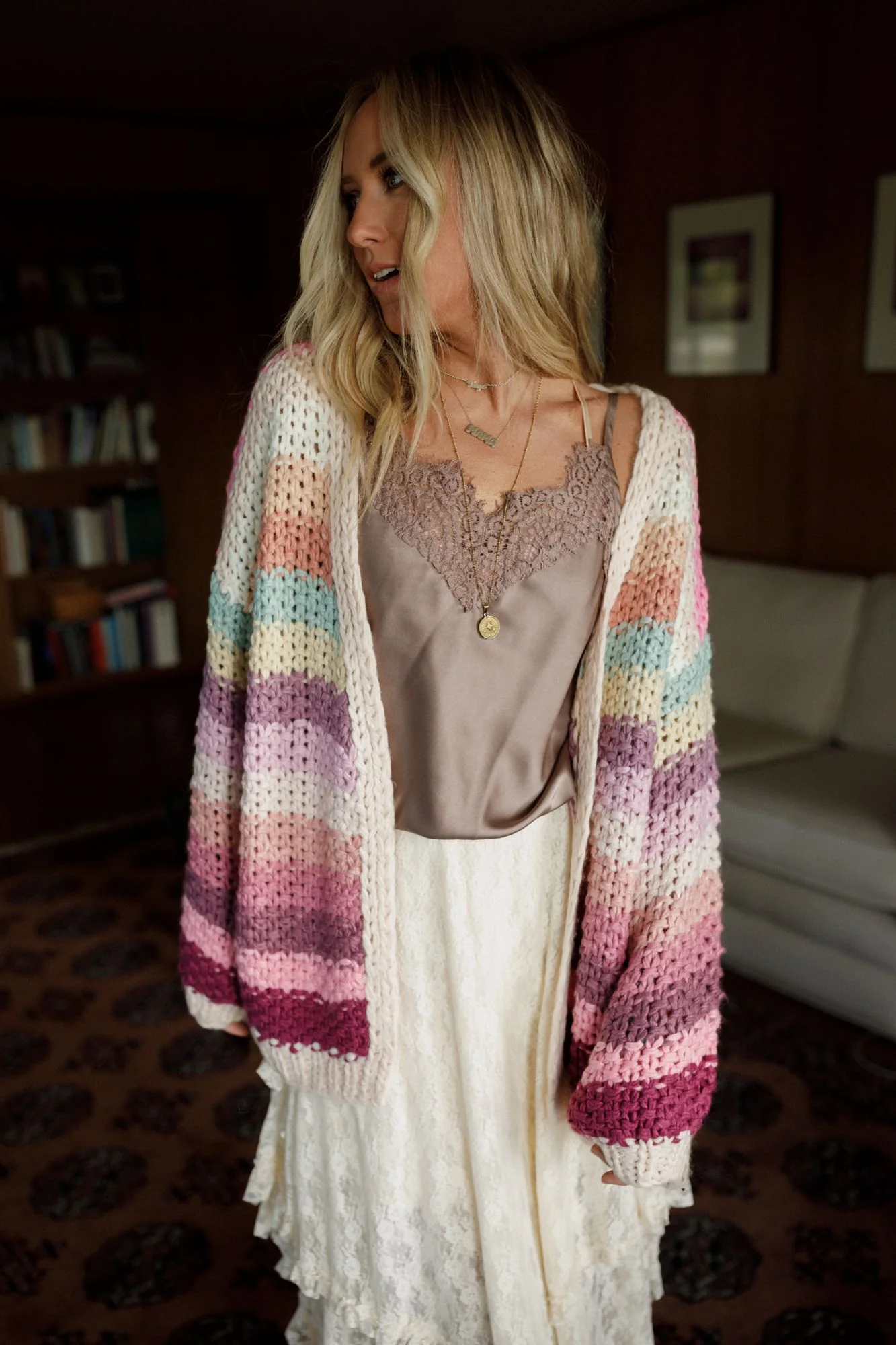 Wrapped up in Color Knit Cardigan - Pink Multi - Image 8