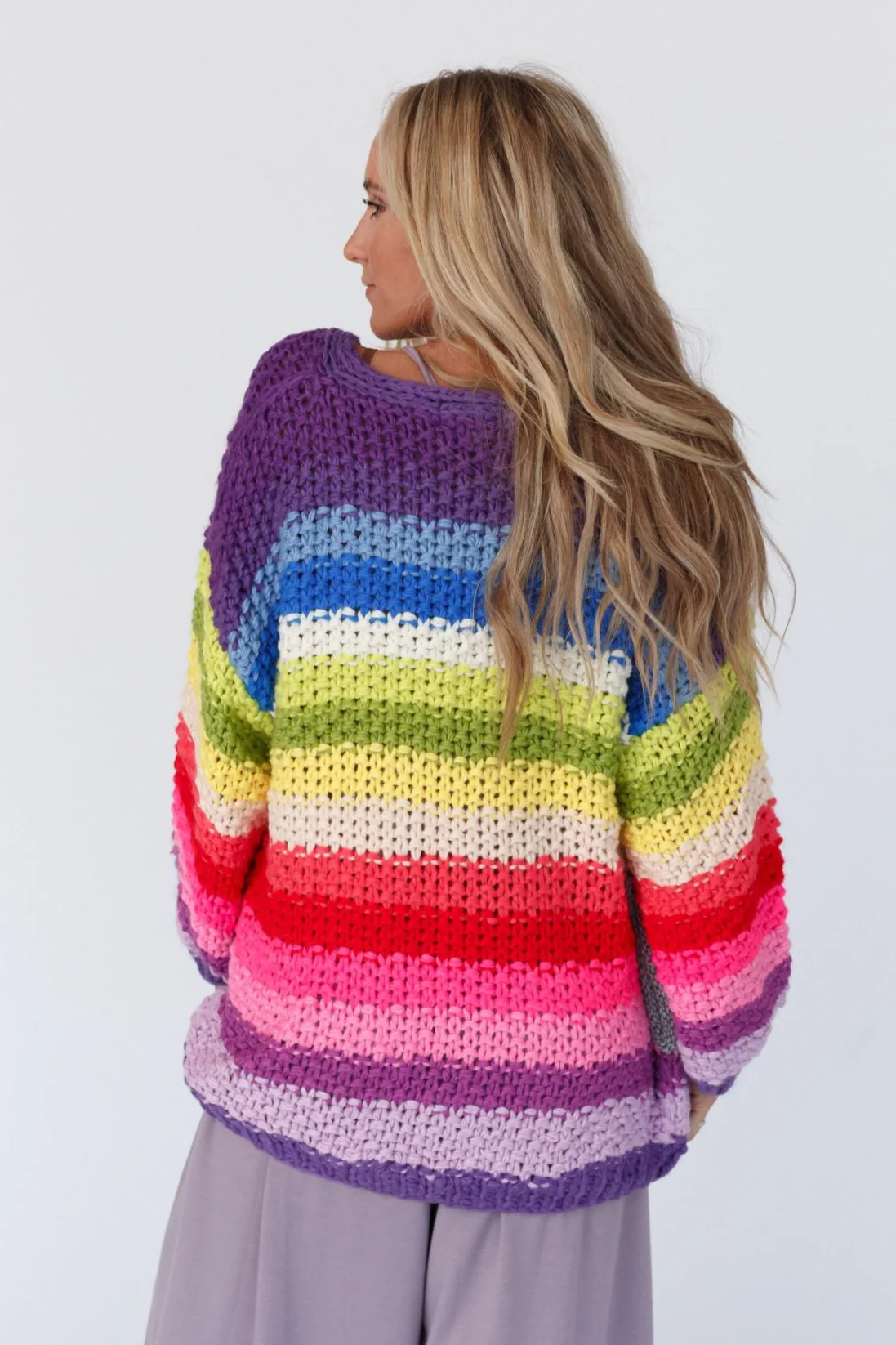 Wrapped up in Color Knit Cardigan - Purple Multi - Image 7