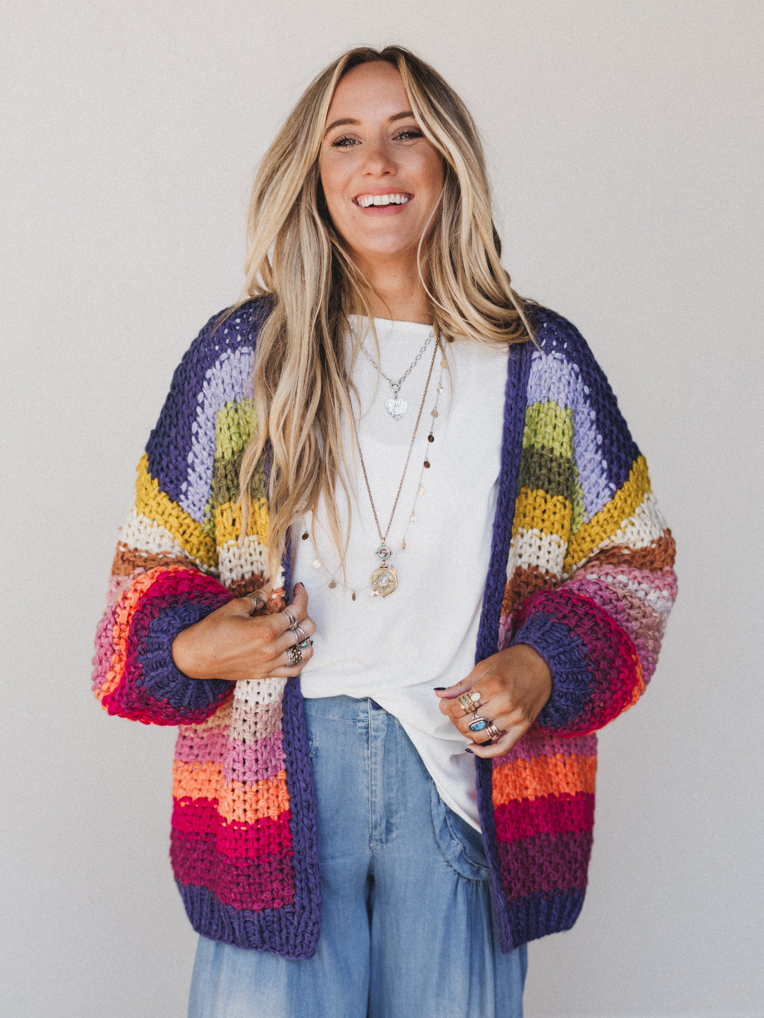 Wrapped up in Color Knit Cardigan - Rainbow - Image 2