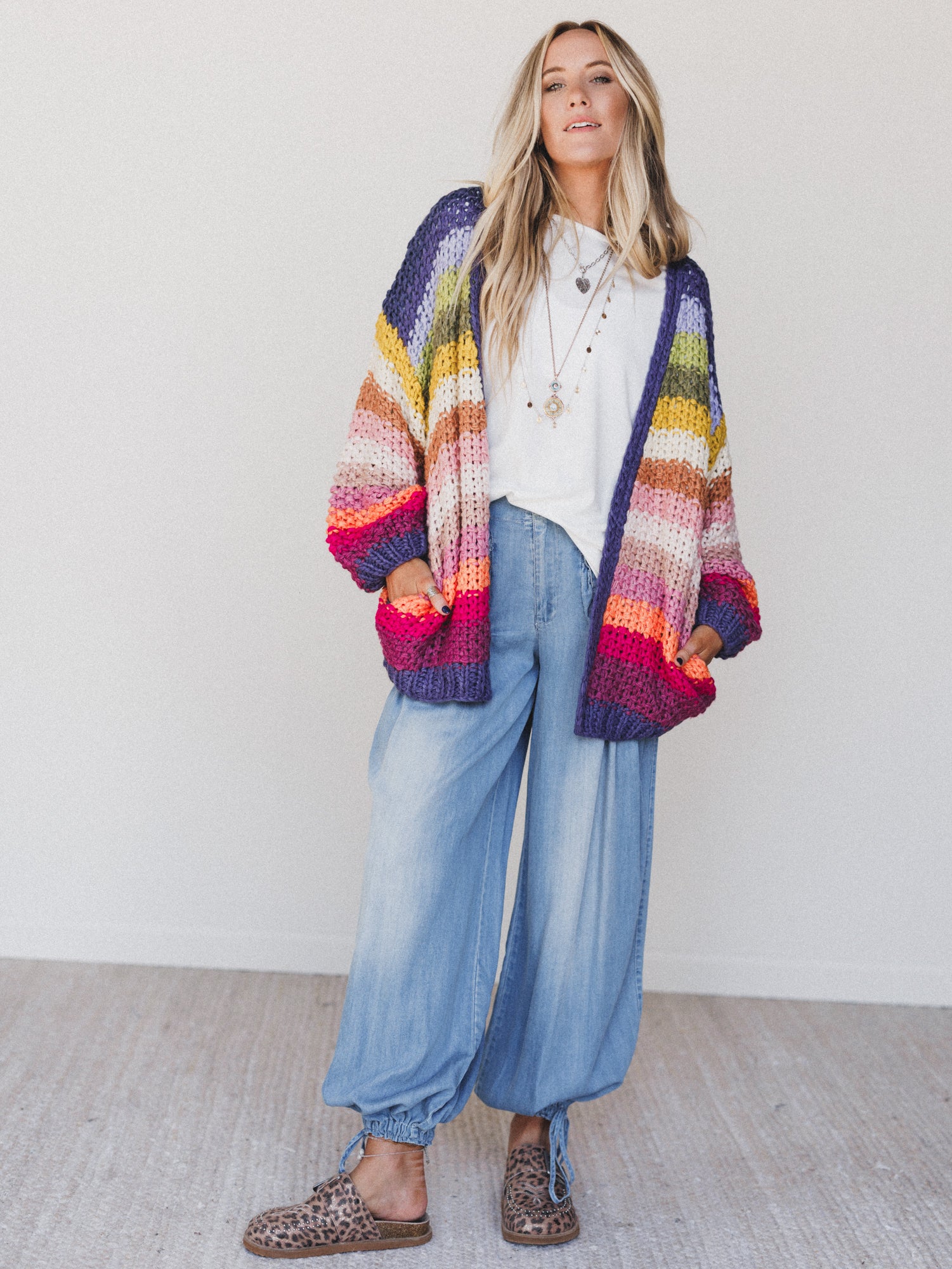 Wrapped up in Color Knit Cardigan - Rainbow - Image 4