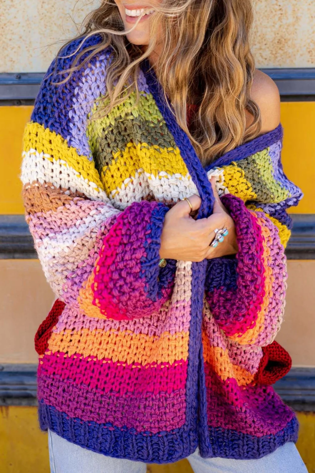 Wrapped up in Color Knit Cardigan - Rainbow - Image 9