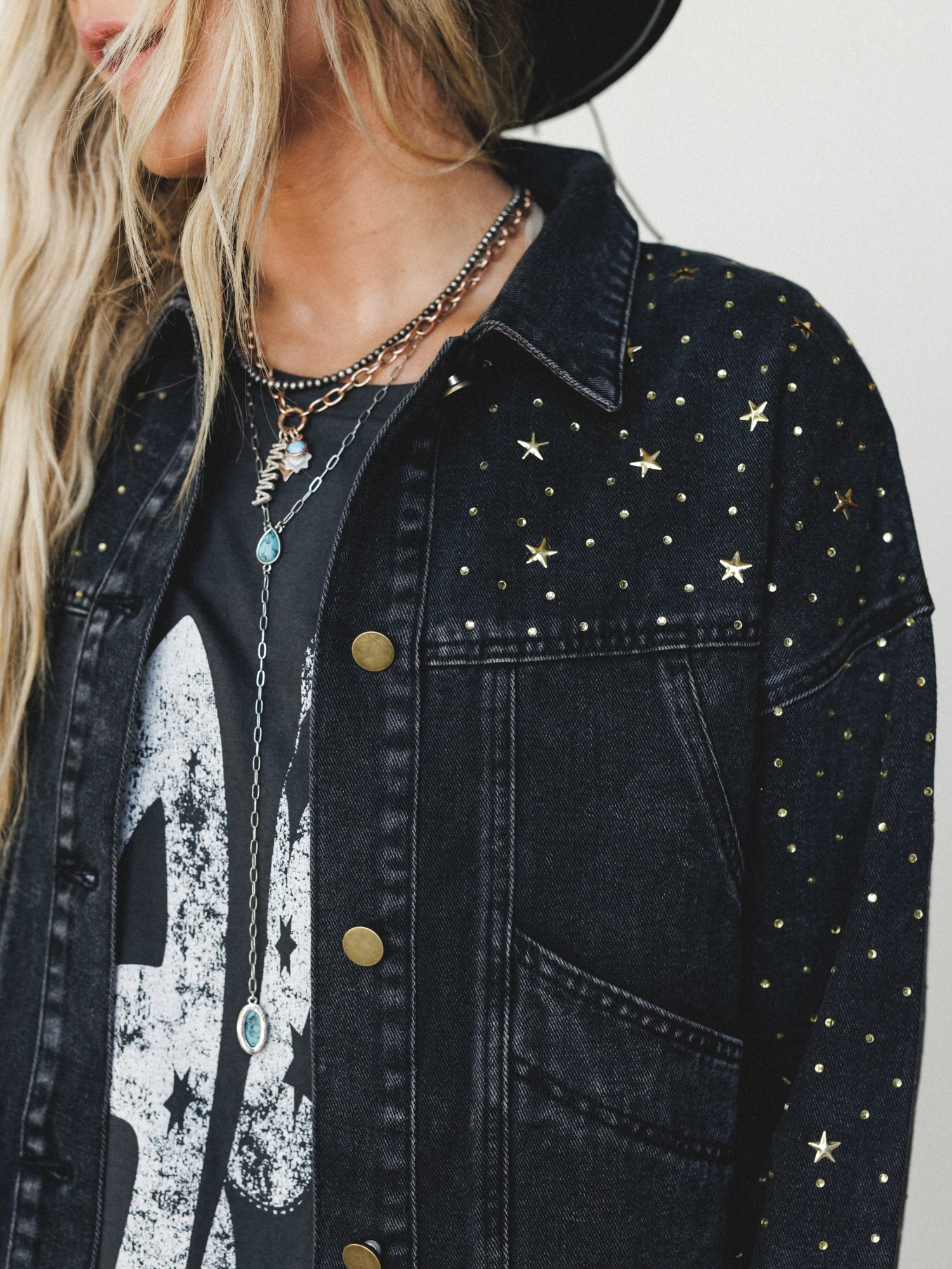 Written In The Stars Denim Jacket - Black - Image 3