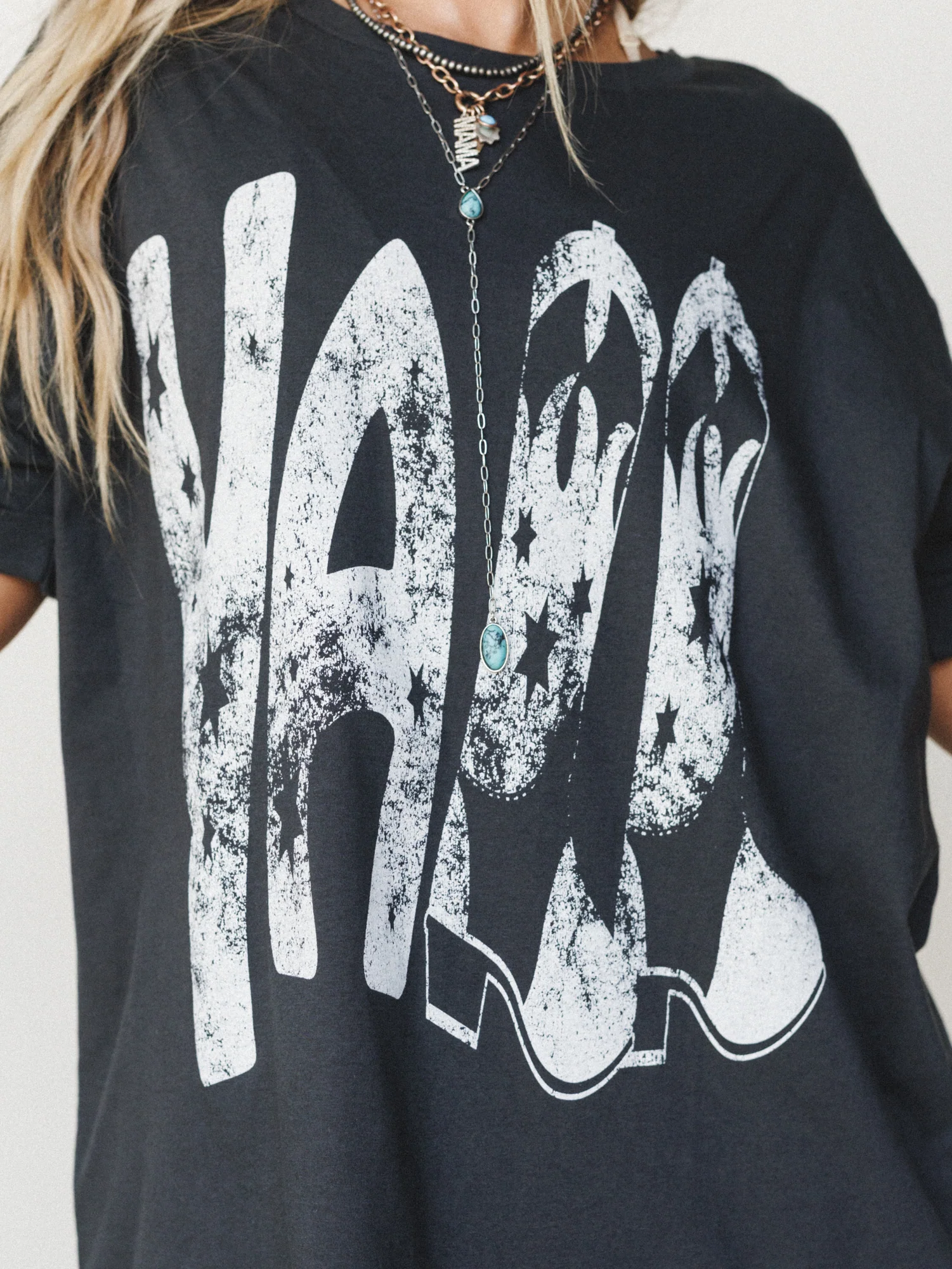 Yall Cowboy Boots Graphic Tee - Charcoal - Image 3