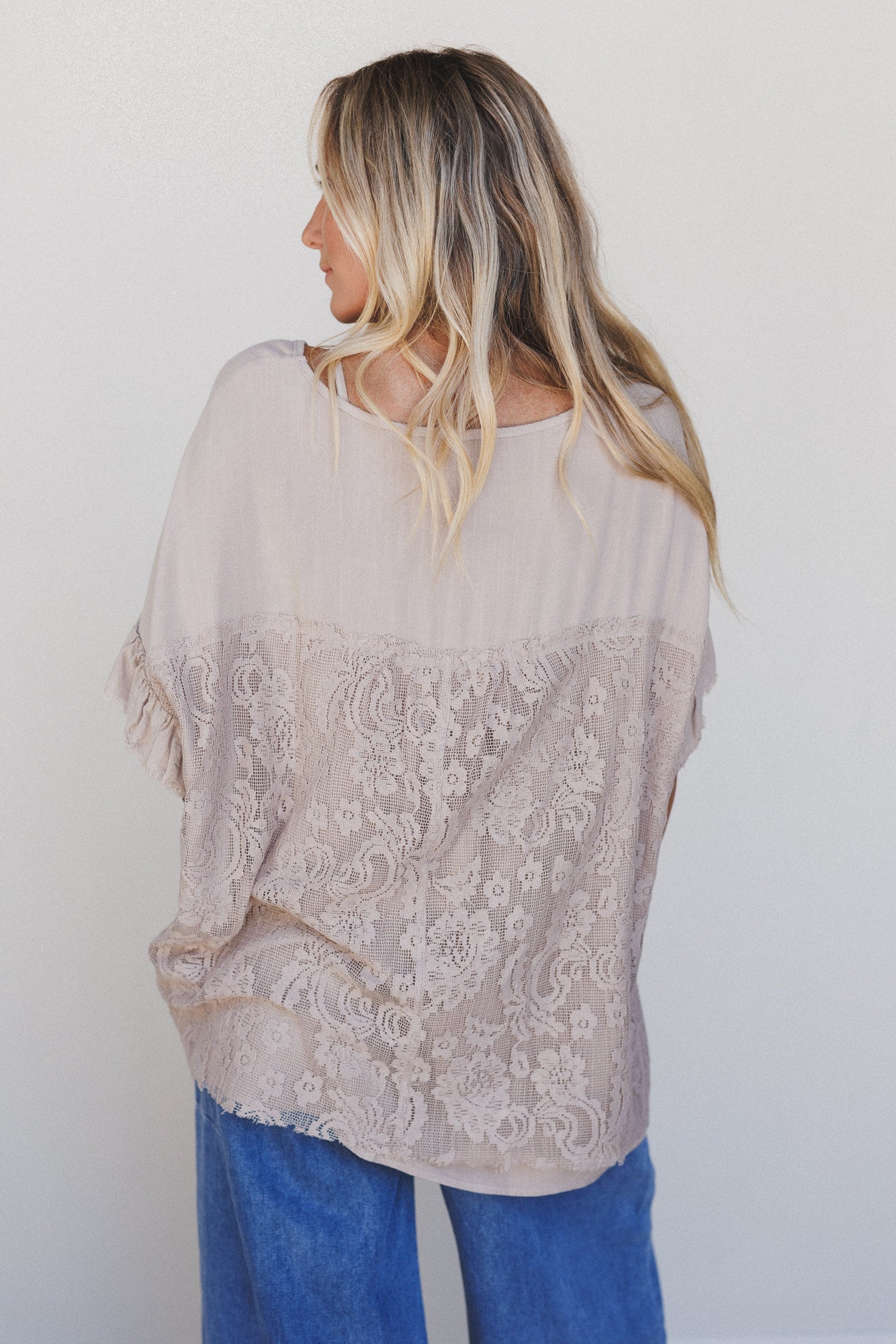 Zhara Lace Back Top - Khaki - Image 5