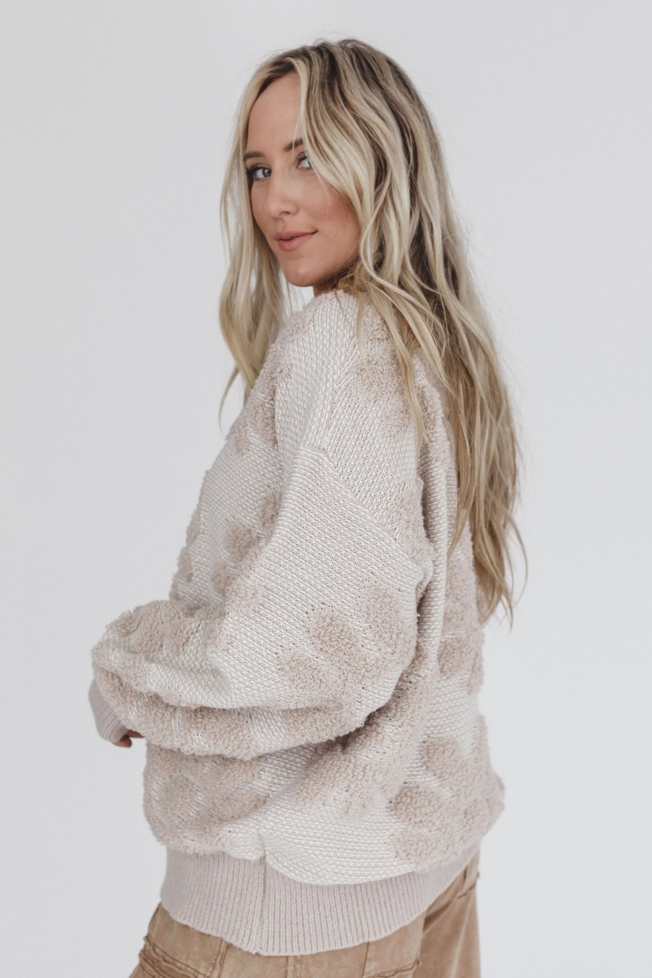Zinnia Textured Flower Top - Beige - Image 5